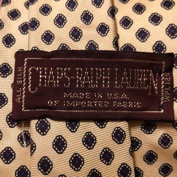 Vtg RALPH LAUREN 100% Silk  Necktie Luxe Designer Yellow Blue Diamond USA Made - Picture 3 of 16